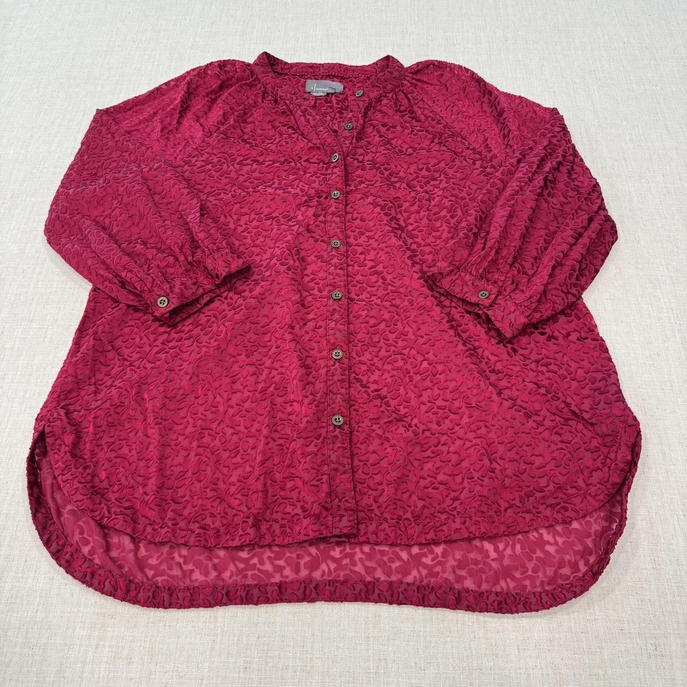 Anthropologie Womens Blouse XL Susanna Floral Burnout Velvet Button Down